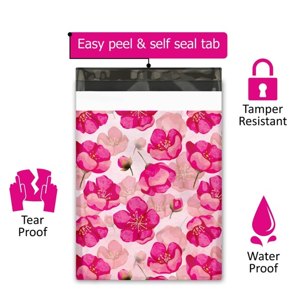 🌸20 Pink Poppy Poly Mailers 10 x 13 inch - Picture 3 of 5
